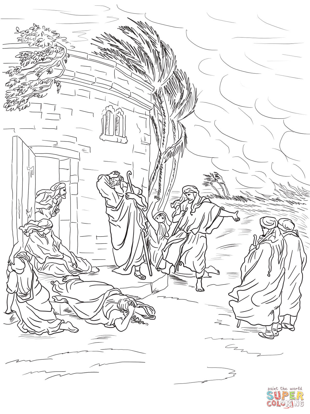 10 Job Hearing Of His Ruin By Gustav Dore Coloring Page